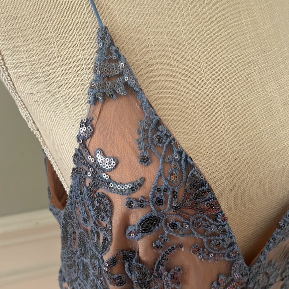 Free People Night Shimmer Mini Dress Blue Sequin Cocktail - Picture 5 of 8